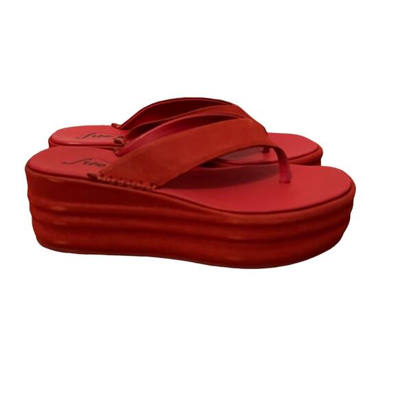 Free People Haven Thong Platform Sandal Flame Red Women's Size 8 NEW - Picture 5 of 13
